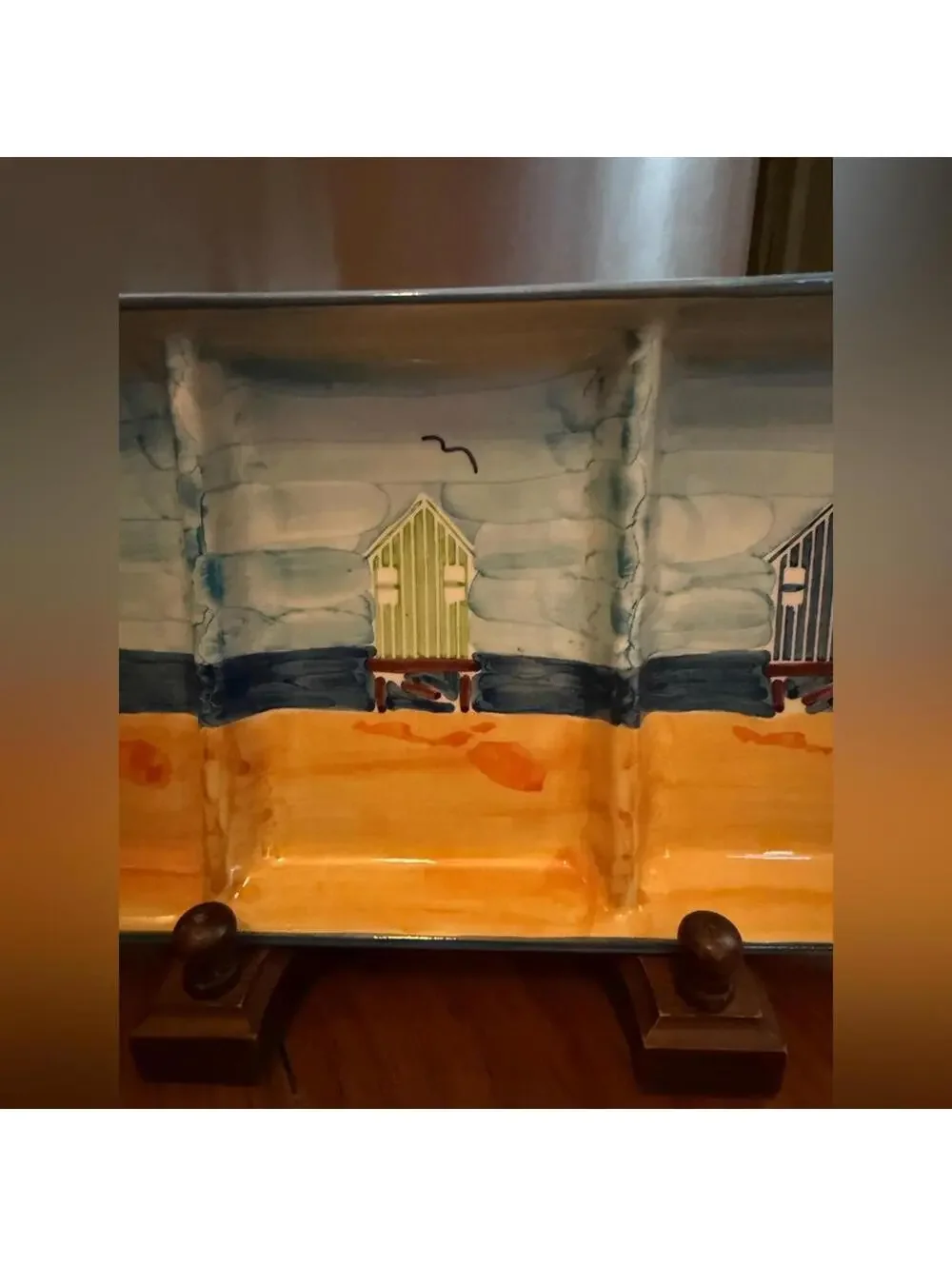 Vintage Sur La Table 3 sectional porcelain beach hut theme tray